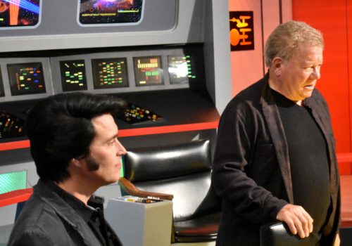 William Shatner on the bridge at the Star Trek Original Series Tour