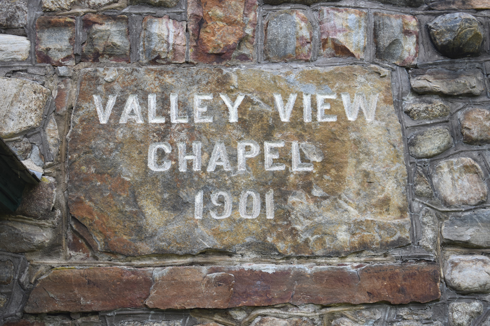 Dedication stone at Valley View Chapel